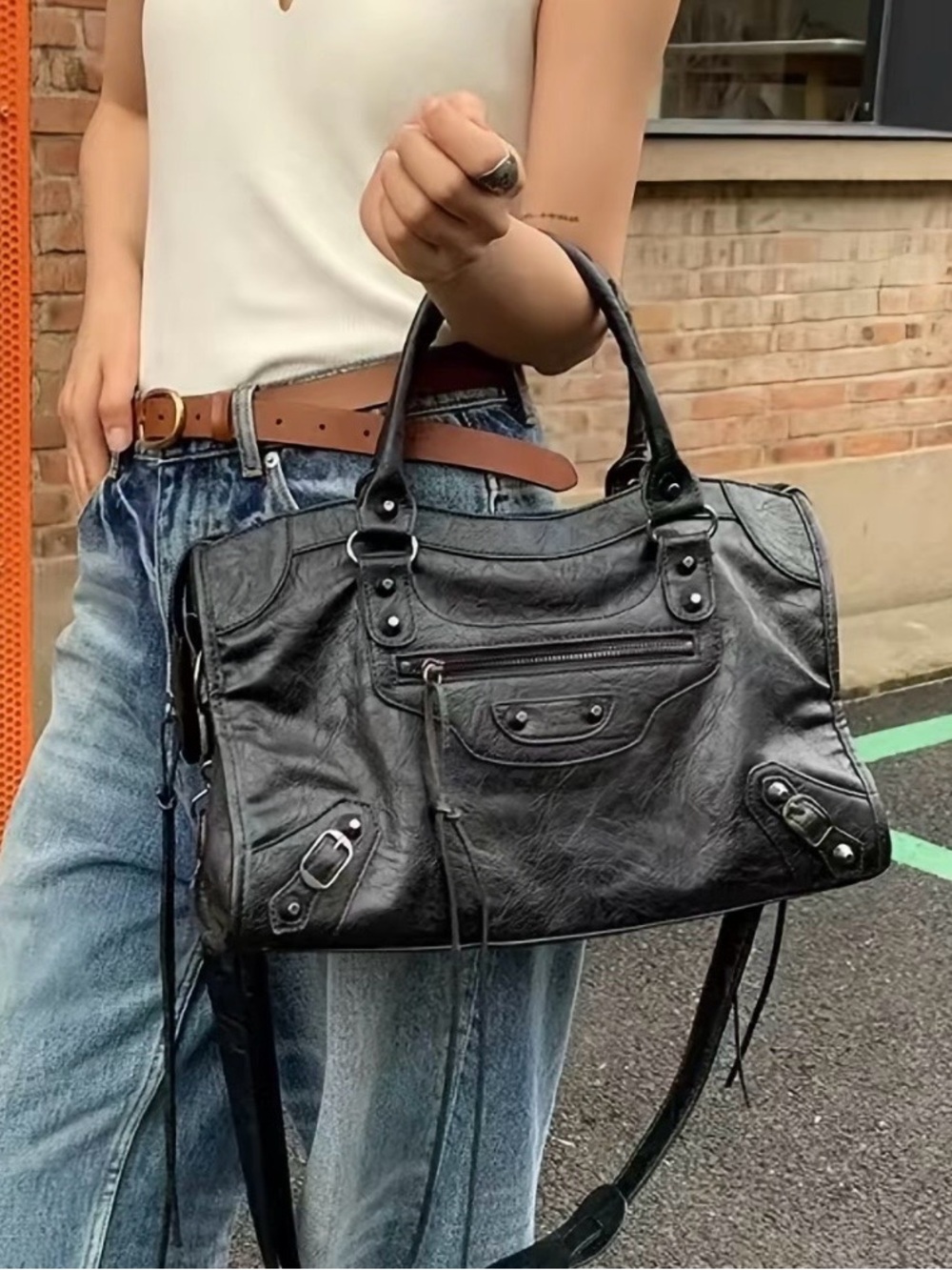 city tote styled rock star bag